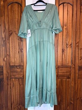 Millibon Sage Green Flowy Maxi Dress